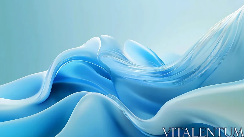 Fluid cyan waveforms with translucent gradient folds and gloss