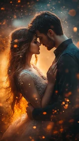 Intimate moment suspended in golden luminescence.