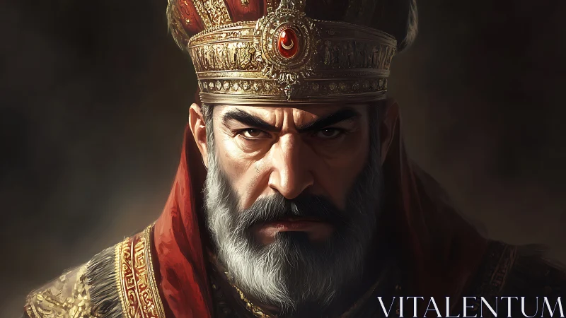 Imperial ruler portrait rendered in high-detail digital chiaroscuro