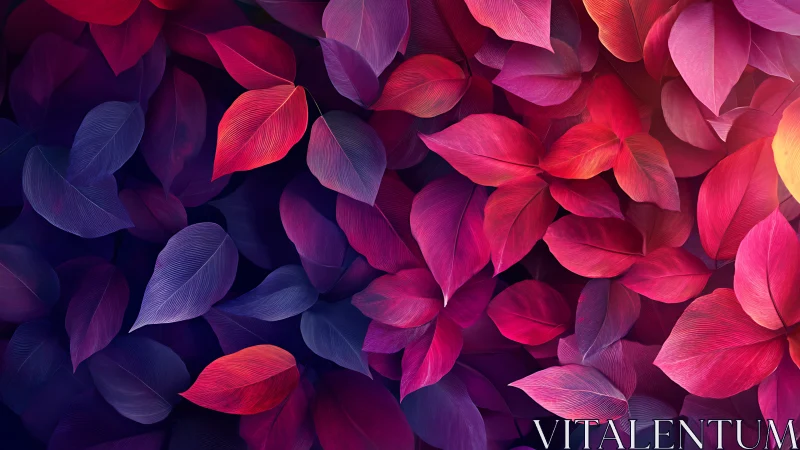 Vibrant gradient leaves form dense abstract foliage field