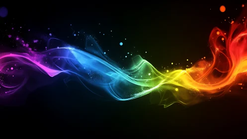 Chromatic light ribbons swirling through cosmic darkness.