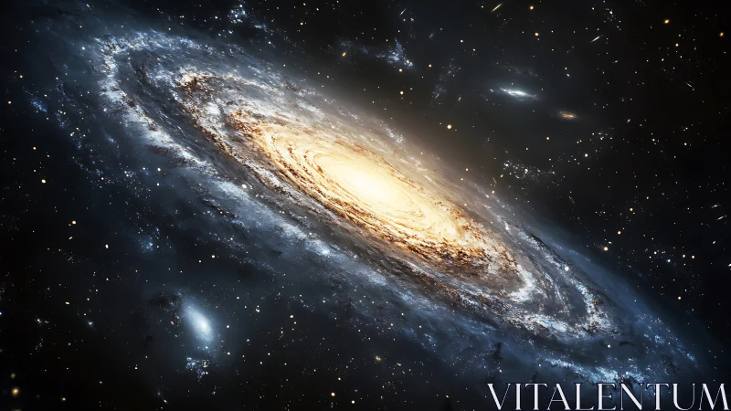 Spiral galaxy panorama in dynamic digital painting style.
