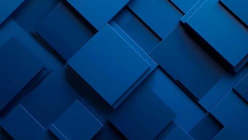 Geometric blue planes forming layered abstract 3D grid.