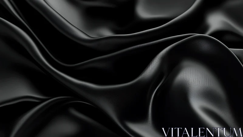 Folded black satin fabric with smooth reflective surface.