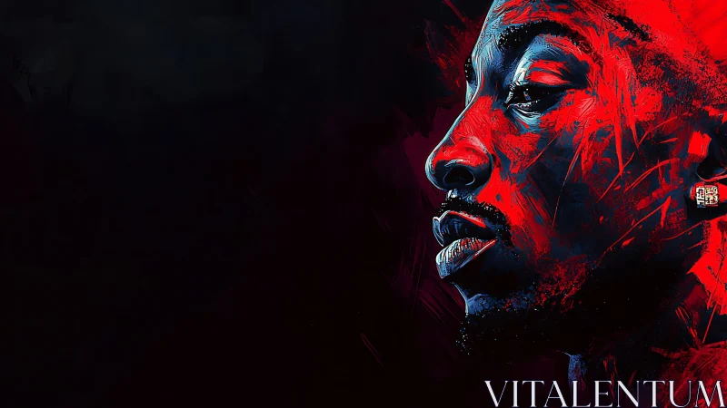 Chromatic portrait profile in high-contrast digital strokes.