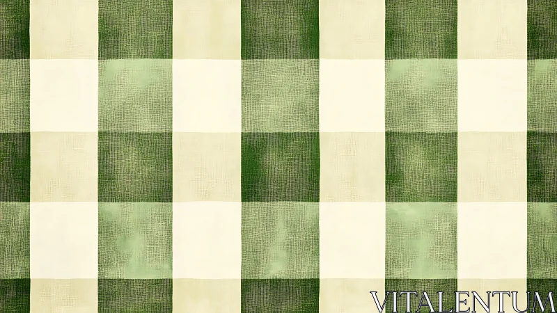 Green and cream gingham check seamless patterned background.