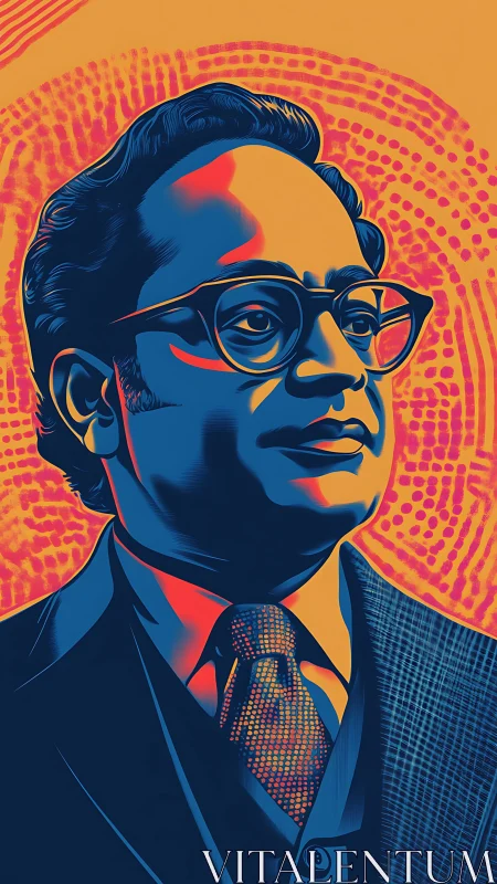 Pop art vector portrait with neon duotone halftone matrix.