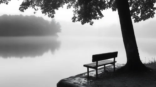 Quiet lakeside bench invites gentle moments of reflection