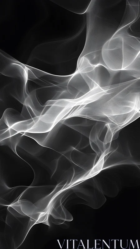 Luminous white smoke ribbons over deep black void.
