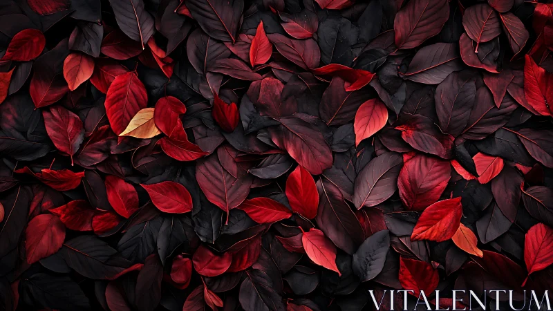 Dense red foliage texture shows high-contrast tonal leaf layering