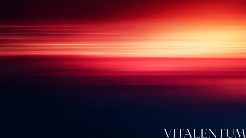 Vibrant Abstract Sunset with Horizontal Light Streaks, Digital Art.