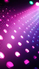 Defocused grid of magenta and cyan light sources forms pattern