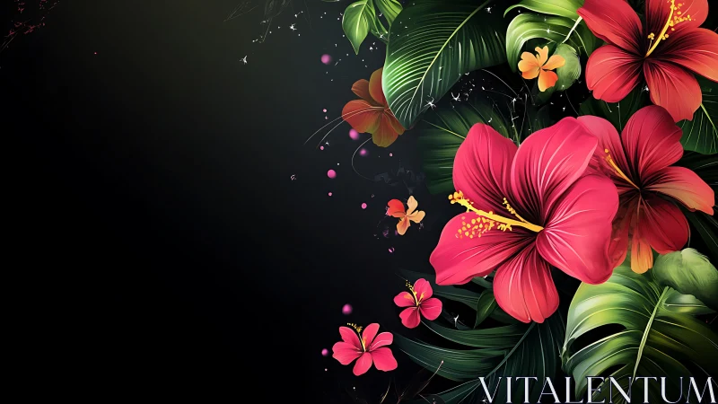 Tropical Blooms Dance in Darkness.