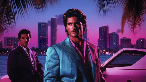 Neon-bathed Miami mavericks under a magenta skyline.