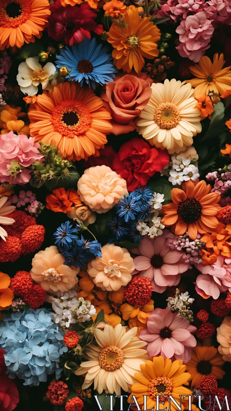Vibrant Floral Arrangement: Gerberas, Roses, and Dahlias in Full Bloom