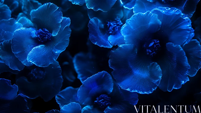 Luminescent Blue Coral Polyps with Bioluminescent Edge Lighting.