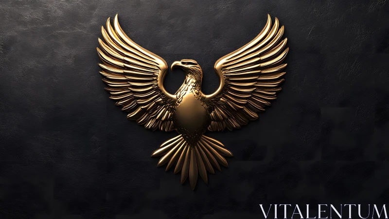 Majestic Golden Eagle Emblem on Dark Textured Background.