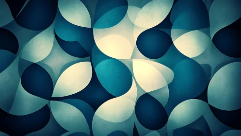 Abstract geometric pattern with blue and cream leaf shapes, modern style.