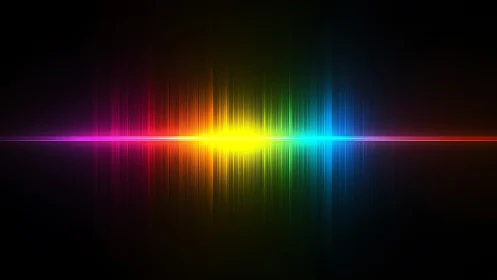 Horizontal spectrum line with mirrored color reflections.