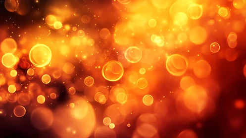 Glowing orange bokeh lights abstract background in warm hues.
