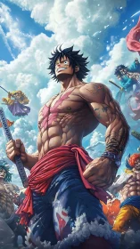 Sky-high pirate heroes ready for bold oceanside battles.