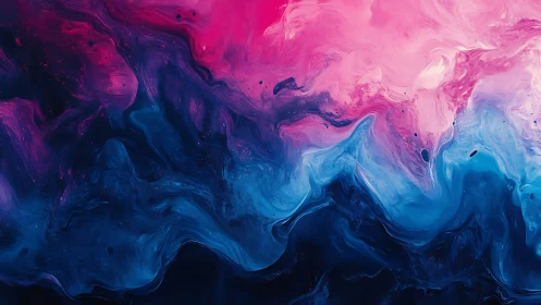 Dreamy pink and blue waves swirling through cosmic color.