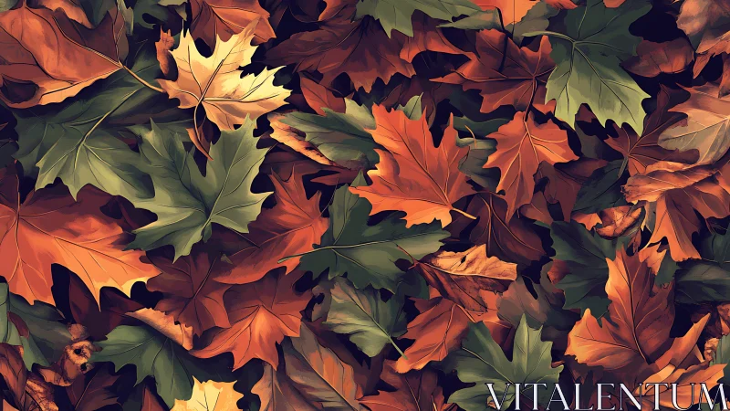 Cozy carpet of painted autumn maple leaves in rich color.