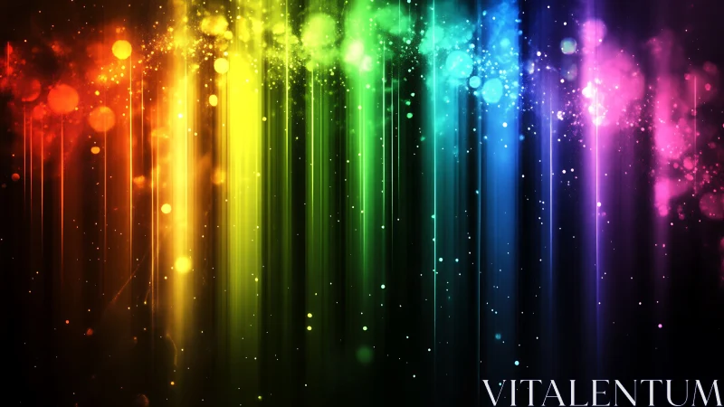 Glowing rainbow light streams drifting through night silence.