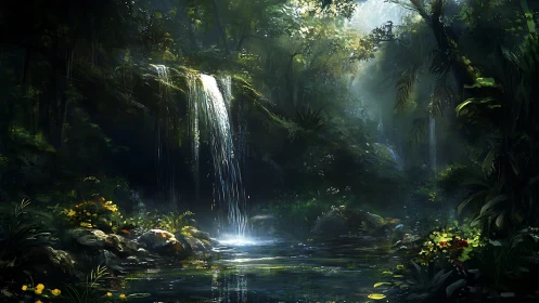 Enchanted Waterfall: Nature's Hidden Sanctuary in the Mist.