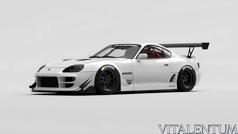 Photorealistic widebody race coupe with minimal studio staging.