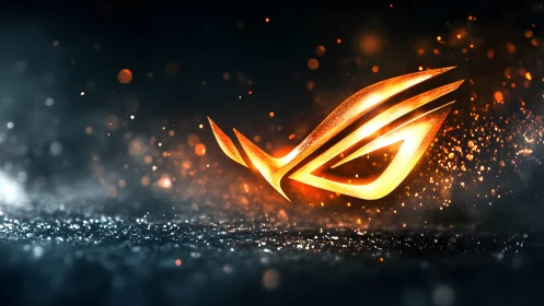 Glowing Futuristic ROG Logo with Dynamic Light Effects.