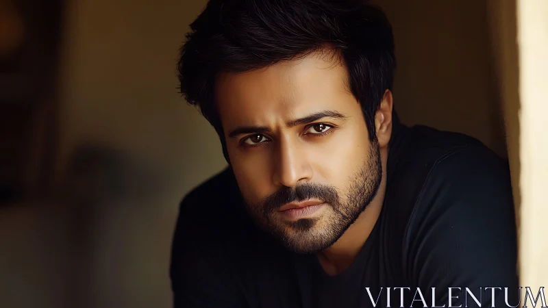 Warm contemplative portrait of a thoughtful bearded man.