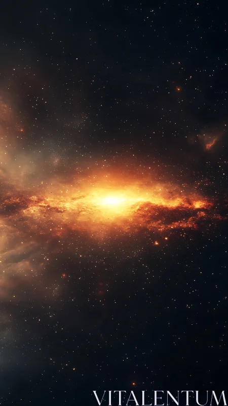 Stellar nebula disk with central luminous core in deep space