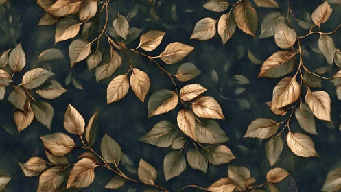 Gilded forest vines drifting across deep twilight green.