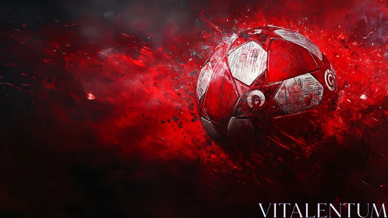 Exploding red soccer ball rendered with dynamic motion trails