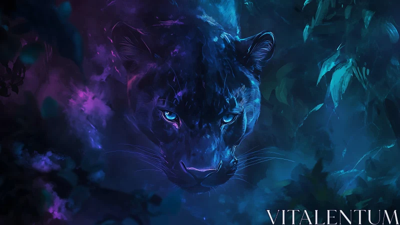 Neon Phantom: Digital Leopard's Luminous Gaze.
