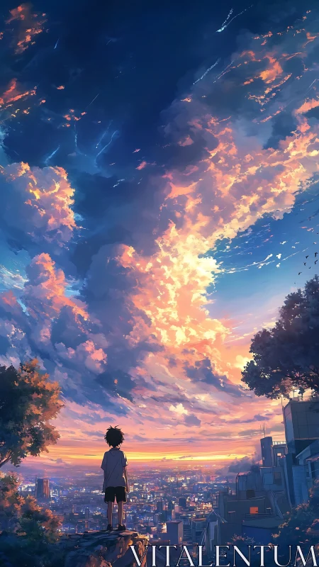 Sky-Drunk Evening Above a City of Flickering Futures.