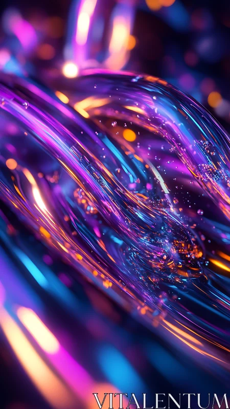 Iridescent liquid ribbons in neon chromatic motion study.