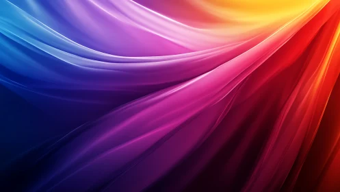 Vibrant gradient waves with flowing satin light folds.