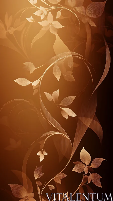 Gradient floral vector pattern forms layered translucent vines