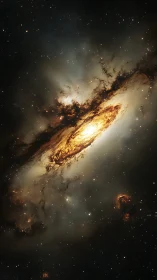 Golden galactic nucleus radiates through dense cosmic dust field