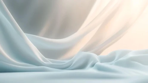 Soft White Fabric Drapes in Minimalist Abstract Style.