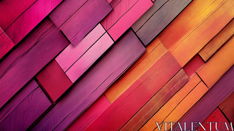 Diagonal arrangement of multicolored wooden planks pattern.