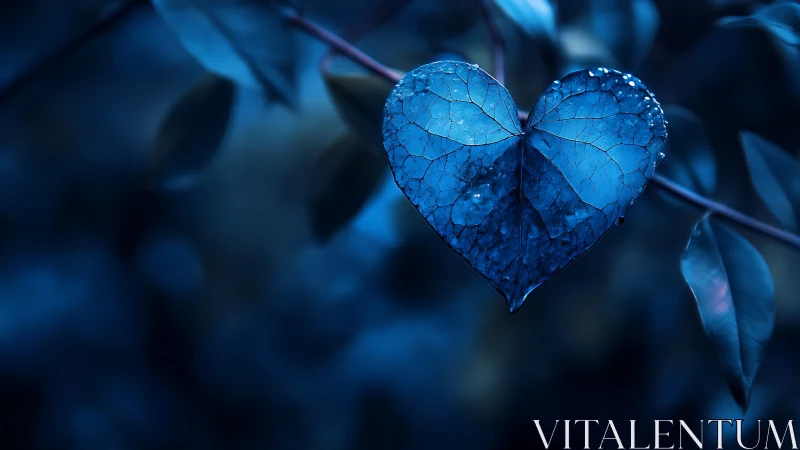 Blue heart-shaped leaf with delicate vein detail.