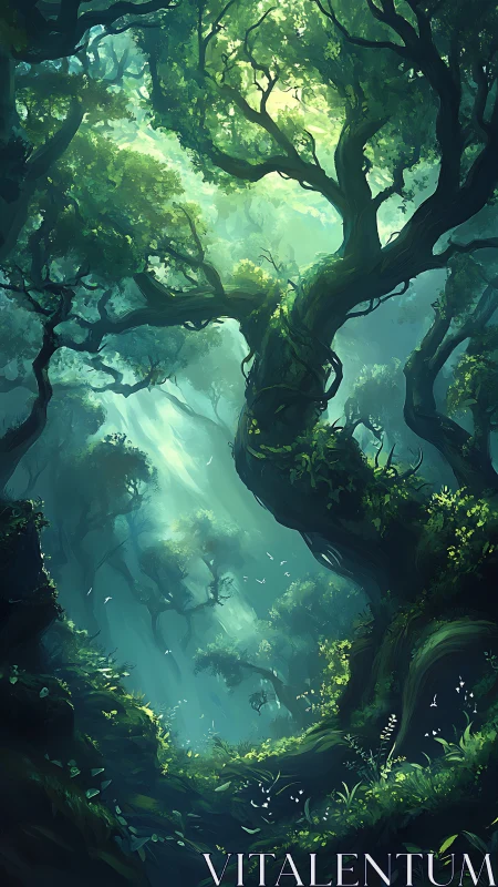 Ancient Forest Cathedral with Luminous Canopy.