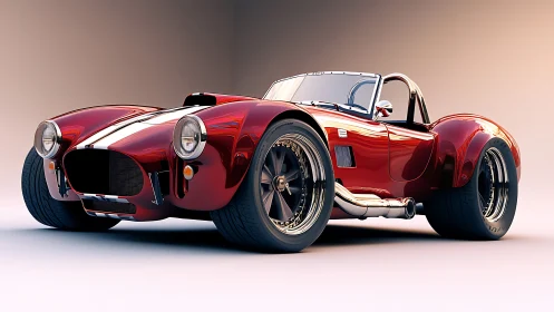 High-gloss 3D render of wide-body red roadster with studio lighting