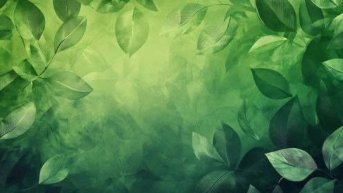 Gentle green leaves drifting across a calm forest glow.