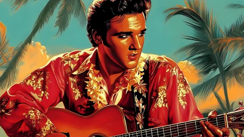 Sunset serenade with a retro crooner in island warmth.