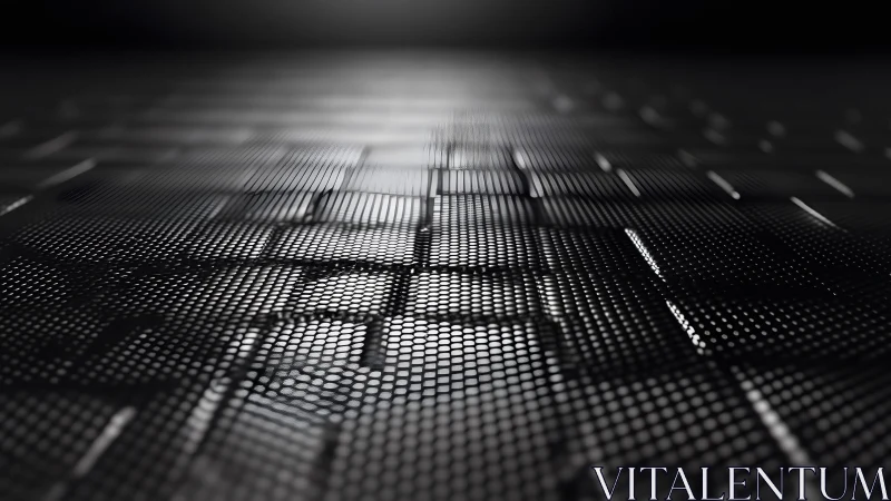 Futuristic metallic hexagonal grid pattern in abstract dark style.