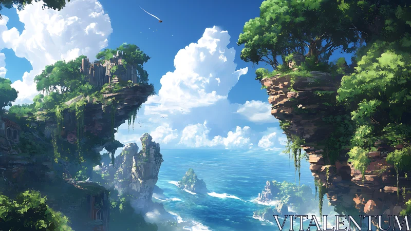Verdant Citadel: Where Stonework Crowns Sky and Sea.